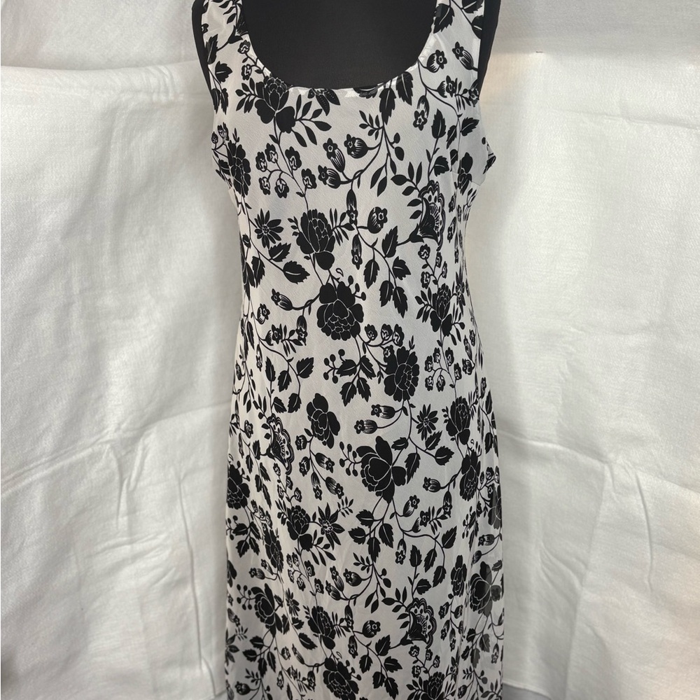 Studio 1940 Black & White Floral Sleeveless Dress Size 14